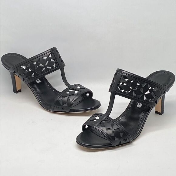 Manolo Blahnik Sophocles Perforated Mules - Picture 7 of 13